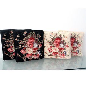 Floral Tapestry Throw Pillows - Black and Cream